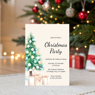 Invitation Carton d'invitation élégant pour une fête de Noël