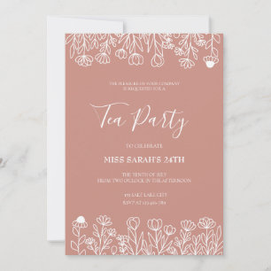 Invitation Carton d'invitation élégant pour une fête du thé r