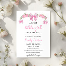 Carton d'invitation élégant rose floral pour Baby
