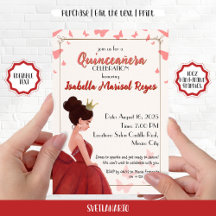 Carton d'invitation élégante princesse Quinceañera