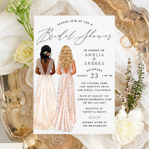 Invitation Carton d'invitation élégante robe pour deux filles