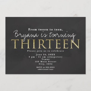 Invitation Carton d'invitation fête d'anniversaire 13 ans gri
