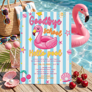 Invitation Carton d'invitation Flamants roses Adieu école Bon