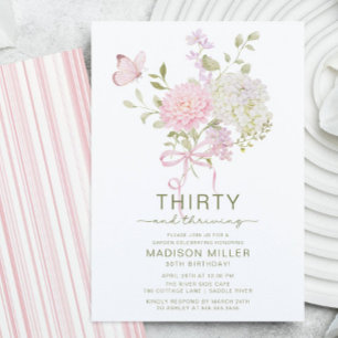 Invitation Carton d'invitation Fleurs pour un 30e anniversair