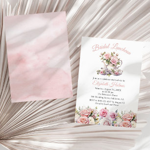 Invitation Carton d'invitation floral rose pour un déjeuner d