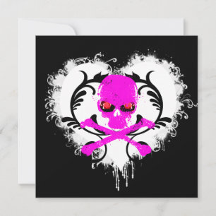 Invitation Carton d'invitation gothique Skull Splatter Heart 