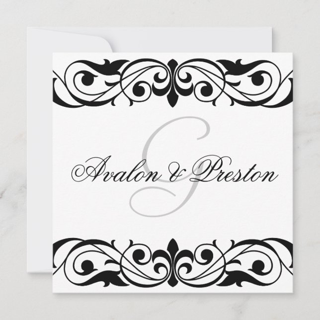 Invitation Carton d'invitation Grand Duchesse Noir et Blanc (Devant)