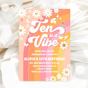 Invitation Carton d'invitation Groovy Rétro pour les 10 ans