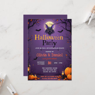 Invitation Carton d'invitation Halloween Chauve-souris Mignon