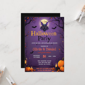 Invitation Carton d'invitation Halloween Chauve-souris Mignon