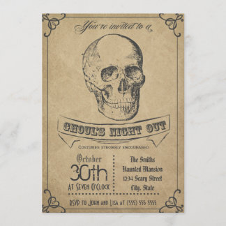 Invitation Carton d'invitation Halloween crâne vintage