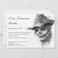 Carton d'invitation Halloween Épouvantail Siniastr