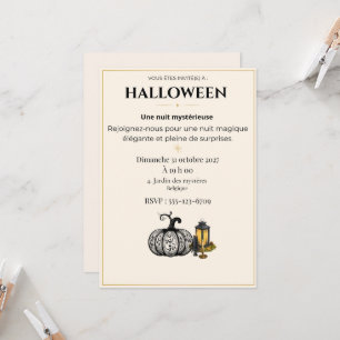 Invitation Carton d'invitation Halloween noir et or élégant