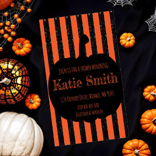 Invitation Carton d'invitation Halloween rayé orange et noir