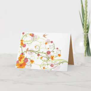 Invitation Carton d'invitation Hirondelles Florales Jaunes /