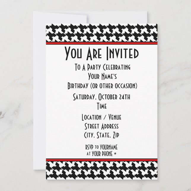 Invitation Carton d'invitation Houndstooth (Devant)