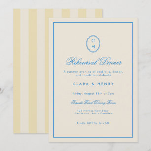 Invitation Carton d'invitation jaune rayé pour dîner de répét
