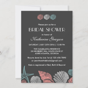 Invitation Carton d'invitation Mer et Coquillages pour Mariag