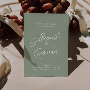 Invitation Carton d'invitation minimaliste vert sauge pour an