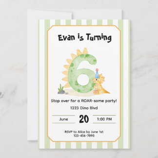 Invitation Carton d'invitation modifiable pour un 6ème annive