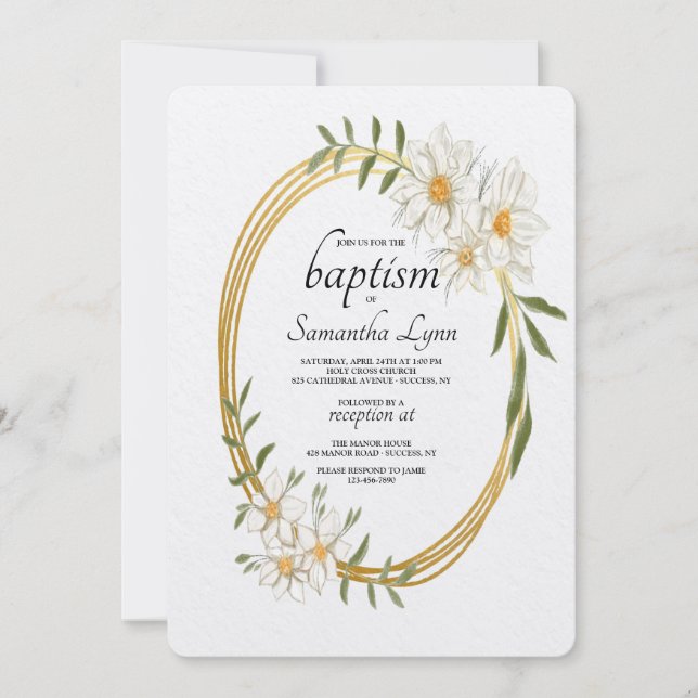 Invitation Carton d'invitation ovale doré (Devant)