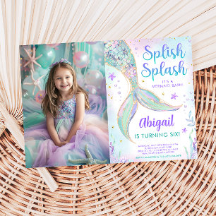 Invitation Carton d'invitation photo d'anniversaire de sirène