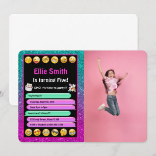 Invitation Carton d'invitation photo d'anniversaire Emoji mod