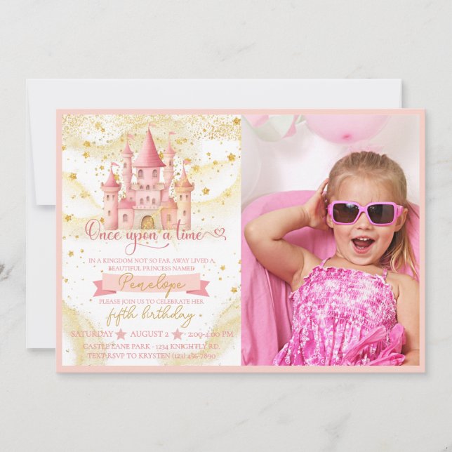 Invitation Carton d'invitation photo de princesse Il était un (Devant)
