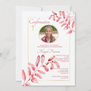 Invitation Carton d'invitation photo Feuilles Peintes