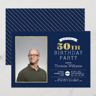 Invitation Carton d'invitation photo pour 50e anniversaire en