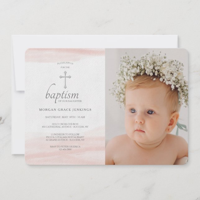 Invitation Carton d'invitation photo rose simple (Devant)
