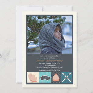 Invitation Carton d'invitation photo tenue de ski