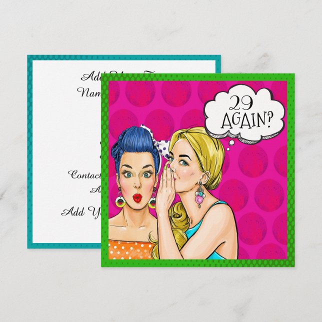 Invitation Carton d'invitation Pop Art amusant (Devant / Derrière)