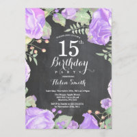Carton d'invitation pour 15e anniversaire floral p