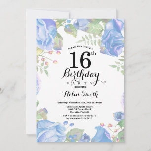 Invitation Carton d'invitation pour 16e anniversaire floral b