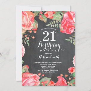 Invitation Carton d'invitation pour 21e anniversaire floral r