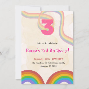 Invitation Carton d'invitation pour 3ème anniversaire fille a