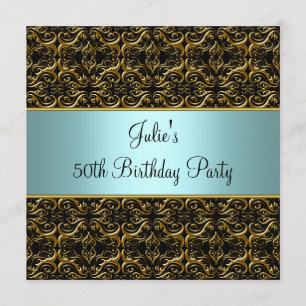 Invitation Carton d'invitation pour 50e anniversaire Teal Bla