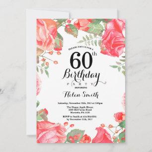 Invitation Carton d'invitation pour 60e anniversaire floral r