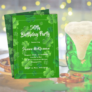 Invitation Carton d'invitation pour anniversaire adulte irlan