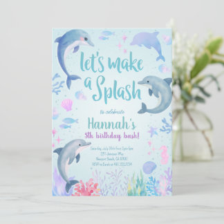 Invitation Carton d'invitation pour anniversaire Dauphins sou