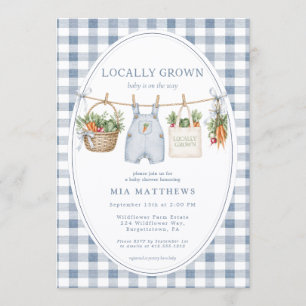 Invitation Carton d'invitation pour baby shower à carreaux bl