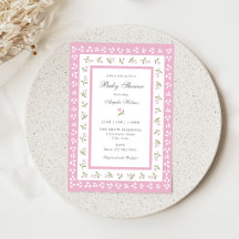 Carton d'invitation pour Baby Shower à la délicate