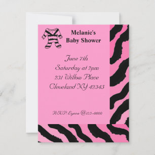Invitation Carton d'invitation pour baby shower à motif zèbre