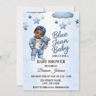 Invitation Carton d'invitation pour Baby Shower Afro Boy Deni