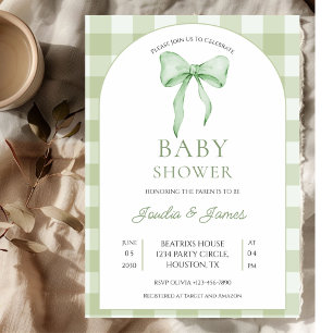 Invitation Carton d'invitation pour Baby Shower avec noeud en
