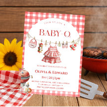 Carton d'invitation pour Baby Shower Fille BBQ dan