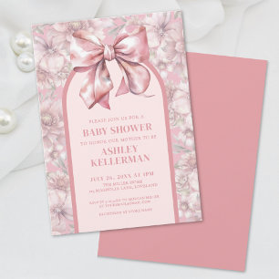 Invitation Carton d'invitation pour Baby Shower Fille Rose à 