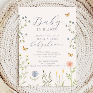 Invitation Carton d'invitation pour Baby Shower Fleur des cha
