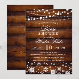Invitation Carton d'invitation pour Baby Shower Flocon de nei